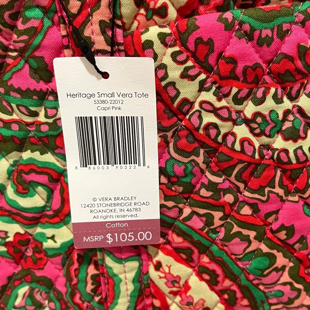 Vera Bradley Pink and Green Paisley Tote - Picture 3 of 4